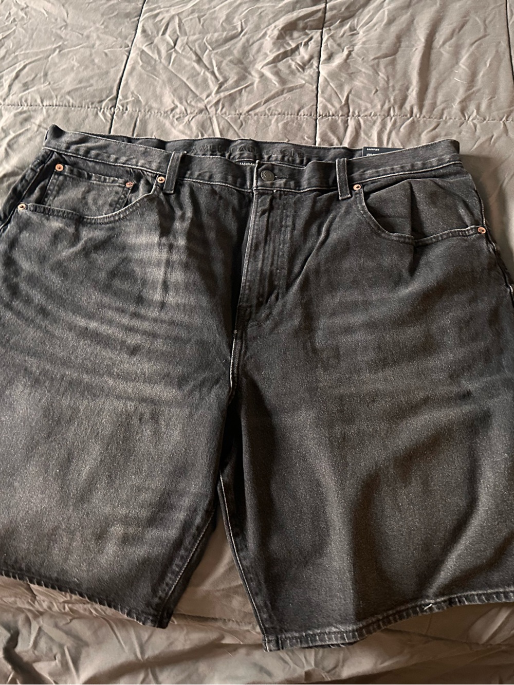 American Eagle Black washed Loose Jean Shorts size 42